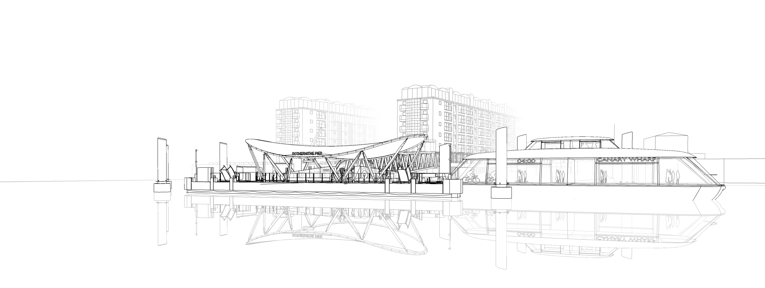 Rotherhithe Render Line Art
