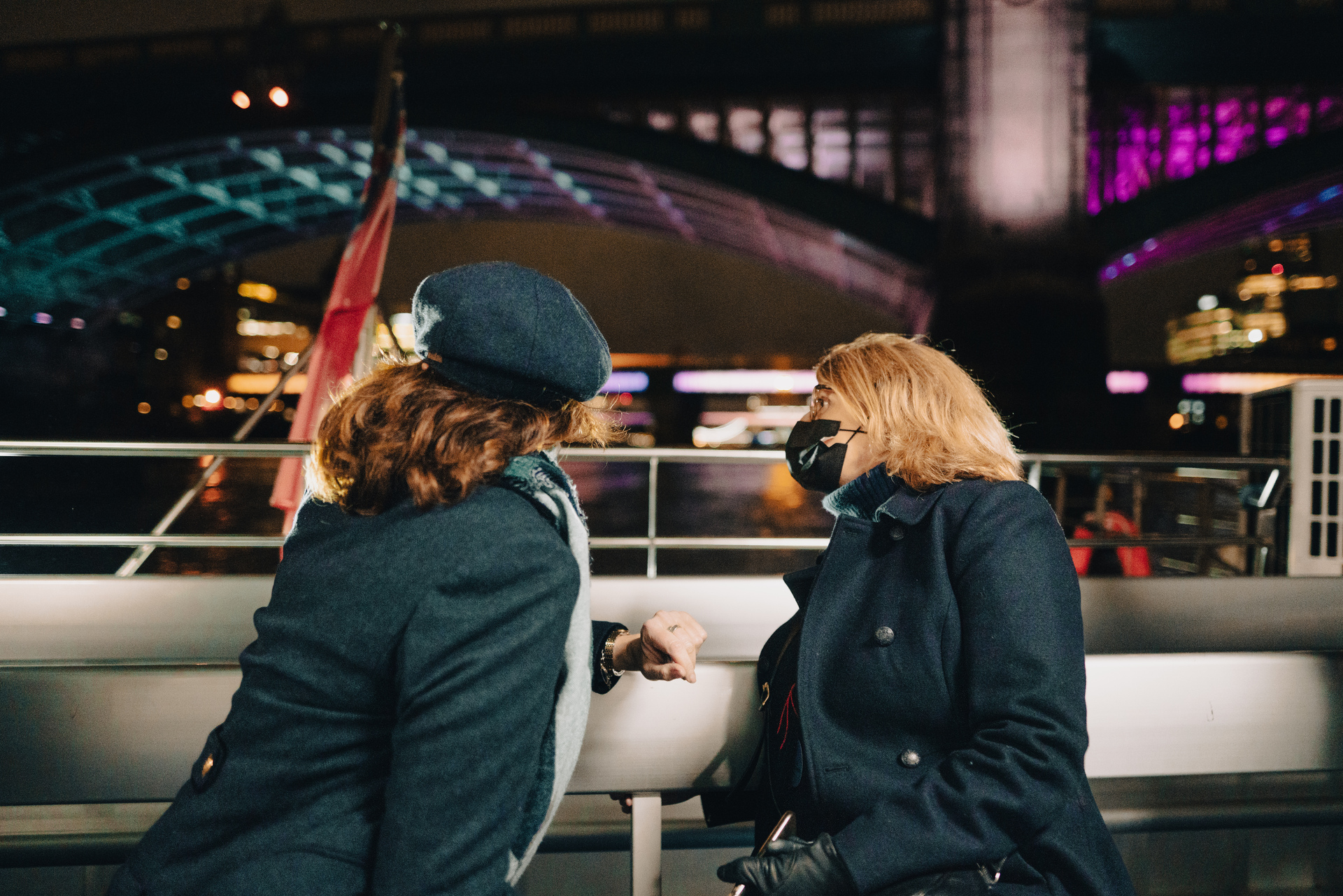 Customers on back deck_face covering